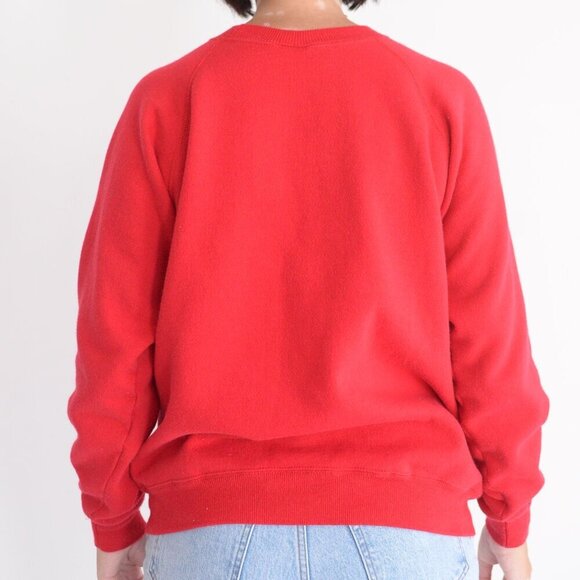 Vintage Hanes Sport Red Crew w Penguin Holding Hearts Valentines Sweater L - Picture 4 of 12